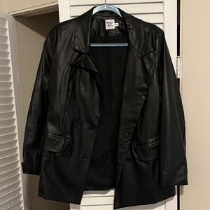 Princess Polly Black Faux Leather Blazer